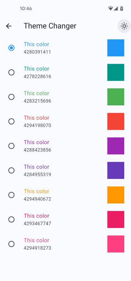 Widgets App - Theme Changer