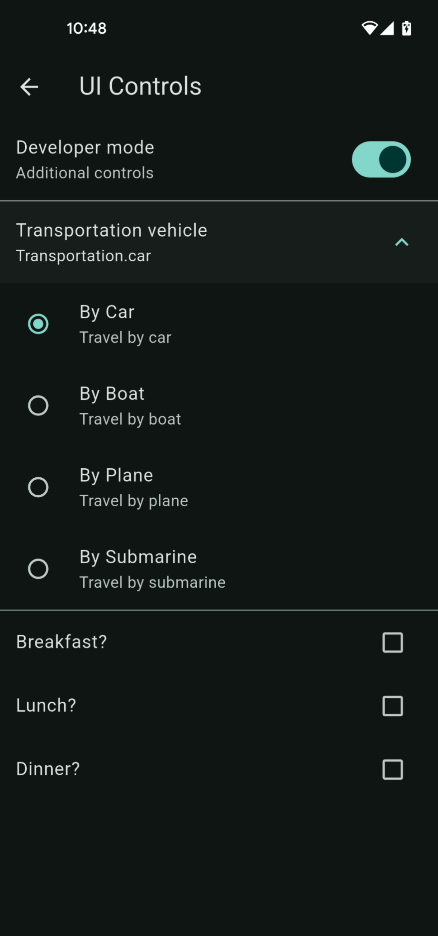 Widgets App - Side Menu